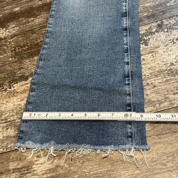 AG Jeans Womens Size 32 Farrah Mid Rise Crop Bootcut Blue Denim Frayed‎ Hem NEW - Picture 16 of 16